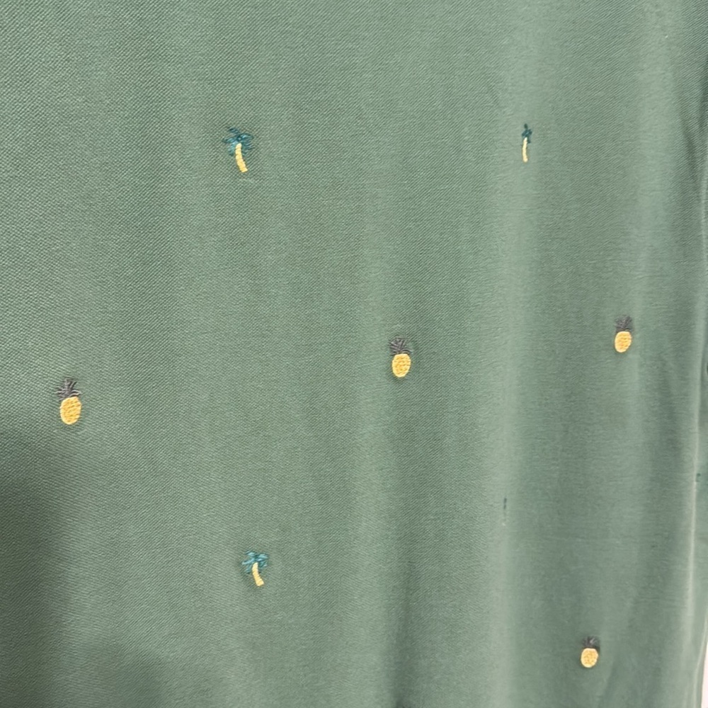 NWT J.Crew Men’s Palm Tree/ Pineapple Embroidered Polo Sz Large Slim - Picture 6 of 6